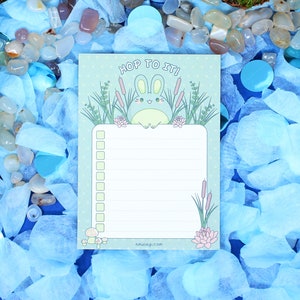 Frog Bunny Checklist Memo Pad 4 x 5.5 Cute daily things to do list, Mushroomcore note pad, Kawaii goal tracker, Cottagecore stationery image 6