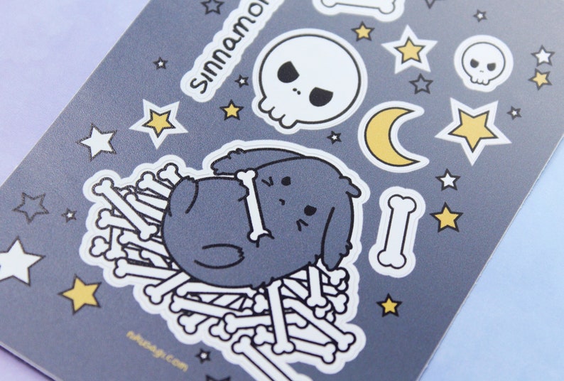 Goth Bunny Sticker Sheet 2.9 x 4.1 A7 Yami kawaii stickers, Spooky Halloween bujo deco, Creepy cute mini stickers, Goth stationery image 3