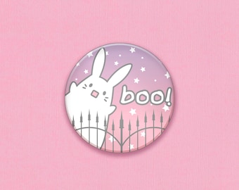 Bunny Ghost Pin | 1.25" | Yume kawaii button badge, Pastel goth accessories for spooky season, Halloween jewelry, Creepy cute paranormal art