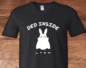 Ded Inside Tshirt | Mens/Womens Unisex Sizes S-XXL | Kawaii gothic apparel, Halloween clothing, Spooky ghost tee, Cute witchy rabbit shirt