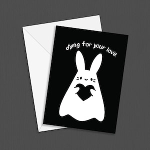 Goth Greeting Card & Envelope | A6 | Lovecore aesthetic, Goth stationery, Galentines day gift, Vday card, Yami kawaii ghost bunny artwork bild 1