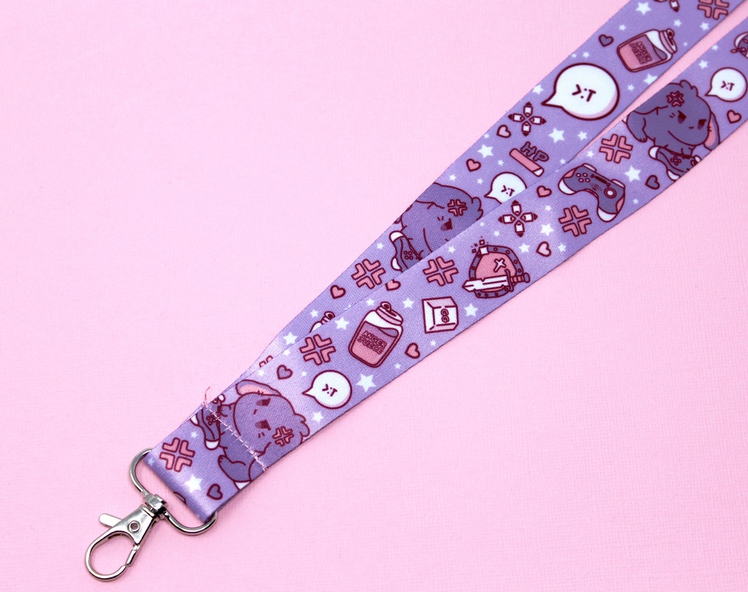 Cute Gamer Lanyard 36 Long / 1 Wide Kawaii Bunny Lanyard, Pastel Goth