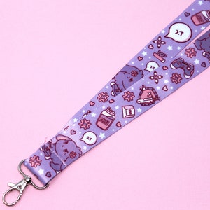 Angry Gaming Bunny Breakaway Lanyard | 36” | Cute key holder, Kawaii ID badge holder, Back to school supplies, Gift for RPG gamer / streamer