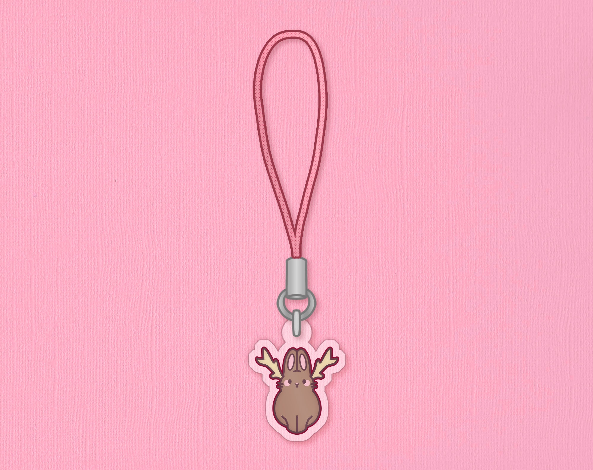 Mini Jackalope Phone Charm | 1/2” | Acrylic bunny keychain, Kawaii tech accessory, Cottagecore aesthetic, Cryptozoology gift, Nature art