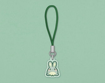 Mini Frog Bunny Phone Charm | 1/2” | Kawaii acrylic rabbit keychain, Cottagecore tech accessory, Cute animal ornament, Unique boho chic gift