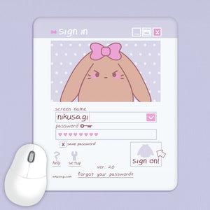 Ribbon Rabbit Mouse Pad | Cute desk pad, Kawaii desk accessory, Work from home office supply, 90s nostalgia cubicle decor, Programmer gift