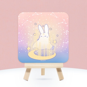 Mini Holographic Cardstock Poster | 5x5 | Moon decoration, Space image, Cartoon rabbit, Paranormal present, Constellation, Star, Galaxy