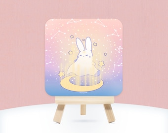 Mini Holographic Cardstock Poster | 5x5 | Moon decoration, Space image, Cartoon rabbit, Paranormal present, Constellation, Star, Galaxy