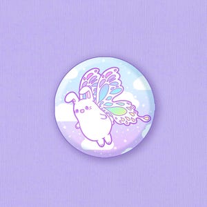 Butterfly Bunny Pin | 1.25” | Anime brooch, Yume kawaii button badge, Rainbow accessory, Cute jewelry, Aesthetic stocking stuffer present