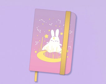 Ghost Rabbit Faux Leather Journal | Back to school supplies, Pastel goth, Yume kei, Dreamy vibes, Magical girl, Usagi, Stars, Constellations