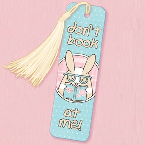 Reading Bunny Bookmark | 7” by 2” | Kawaii rabbit bookmark, Pastel gift for teacher, Librarian present, Cute stationery, Anime otaku gift
