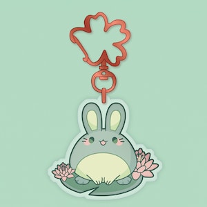 Frog Bunny Keychain | 2” 2 Sided Clear Acrylic Charm | Cottagecore accessory, Mori kei aesthetic, Cute ornament, Cryptid art, Unique gift