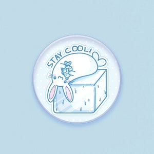 Baby Seal Bunny Button Badge | 1.25&quot; | Cute pinback button, Kawaii Winter button, Cute holiday pin, Rabbit pin accessory, Illustrated gift