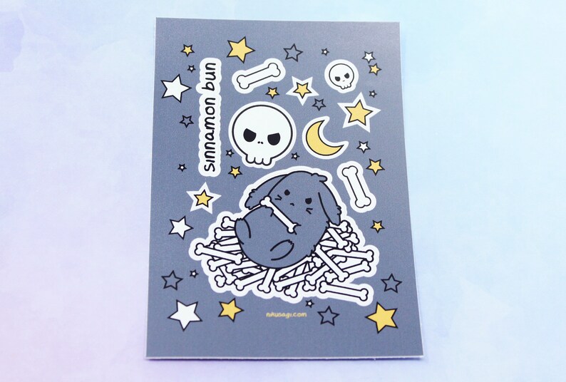 Goth Bunny Sticker Sheet 2.9 x 4.1 A7 Yami kawaii stickers, Spooky Halloween bujo deco, Creepy cute mini stickers, Goth stationery image 4