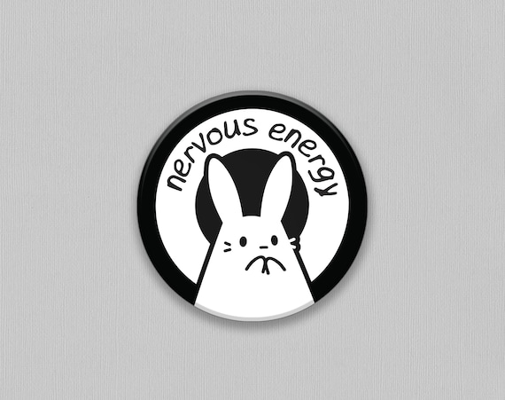 Awkward Ghost Bunny Pin | 1.25" | Yami kawaii button badge for backpack or ita bag, Goth accessories, Creepy cute art, Introvert gift