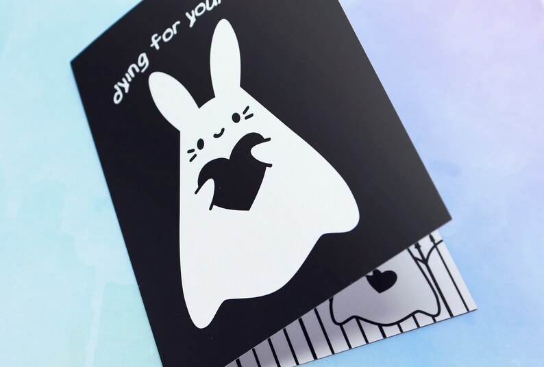 Card is monochromatic and printed in black and white. Blank inside so you can write your own message!