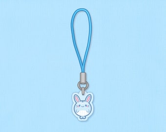 Mini Bunny Whale Phone Charm | 1/2” | Acrylic rabbit keychain, Kawaii tech accessory, Aquariumcore aesthetic art, Gift for marine biologist