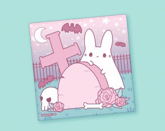 Spooky Ghost Notepad | 4" | Yami kawaii stationery, Pastel goth paper, Halloween gift, Witchy aesthetic, Creepy cute office desk accessories