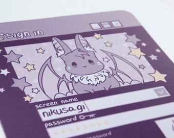Bunny Bat Sign In Mouse Pad 9.25” x 7.75” - kawaii cute goth rabbit usagi retro chat IM japanese anime desk mat accessories