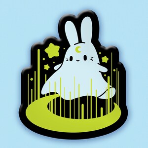 Ghost Bunny Acrylic Pin with Epoxy | Paranormal backpack pin, Ita bag filler, Cryptid badge, Usagi flair, Fantasy gift, Cartoon pet, Phantom