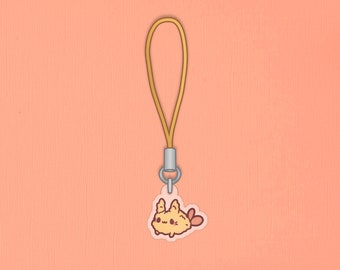 Tempura Bunny Phone Charm | 0.5” 2-Sided Clear Acrylic Keychain | Kawaii rabbit charm, Cute food phone strap, Sushi keychain, Anime charm