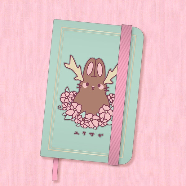 Hardback Jackalope Journal | Kawaii hardcover floral notebook, Cute daily pocket planner, Anime sketchbook, Aesthetic diary, Naturecore art