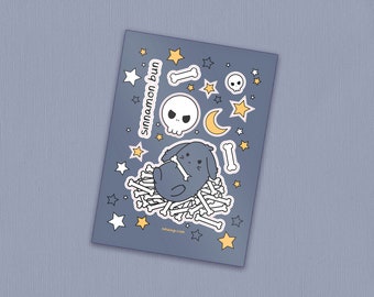 Spooky Season Sticker Sheet | 2.9&quot; x 4.1&quot; | Waterproof & Weatherproof | Cute mini Halloween vinyl decals, Goth stationery, Holland lop art