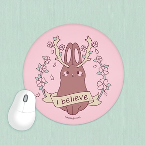 Jackalope Mouse Pad | Cute desk pad, Kawaii desk accessory, Work from home office supply, Cottagecore cubicle decor, Gamer gift, Cryptid art