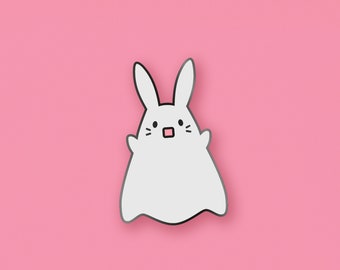 Ghost Bunny Enamel Pin | Glow in the dark badge, Creepy cute brooch, Halloween jewelry, Yami kawaii aesthetic, Paranormal ita bag accessory