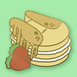 Bunny Pancakes and Strawberries Gold Enamel Pin | Kidcore jewelry, Kawaii aesthetic, Ita bag accessories, Gift for baker, Cute food art