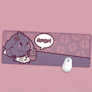 Funny Gaming Desk Mat | Kawaii mouse pad, Pastel goth office decor, Large anime desk pad, Bunny tech accessories for gamers, Rabbit present