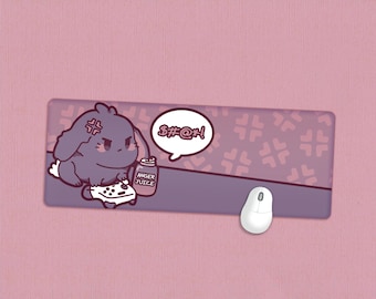 Funny Gaming Desk Mat | Kawaii mouse pad, Pastel goth office decor, Large anime desk pad, Bunny tech accessories for gamers, Rabbit present