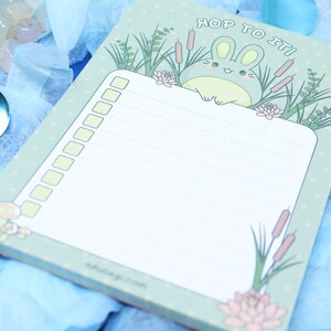 Frog Bunny Checklist Memo Pad 4 x 5.5 Cute daily things to do list, Mushroomcore note pad, Kawaii goal tracker, Cottagecore stationery image 4