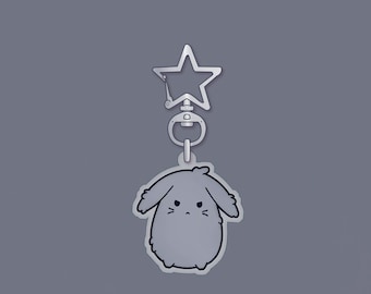 Fuzzy Lop Keychain | 1.5” | Kawaii animal charm, Bag accessory, Bunny ornament, Cartoon pet art, Cute rabbit jewelry, Acrylic zipper pull