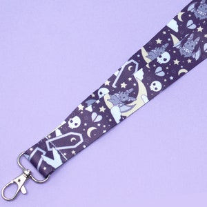 Bat Bunny Breakaway Lanyard | 36” | Creepy cute key holder, Emo ID badge holder, Goth accessories, Fantasy art, Back to school supplies