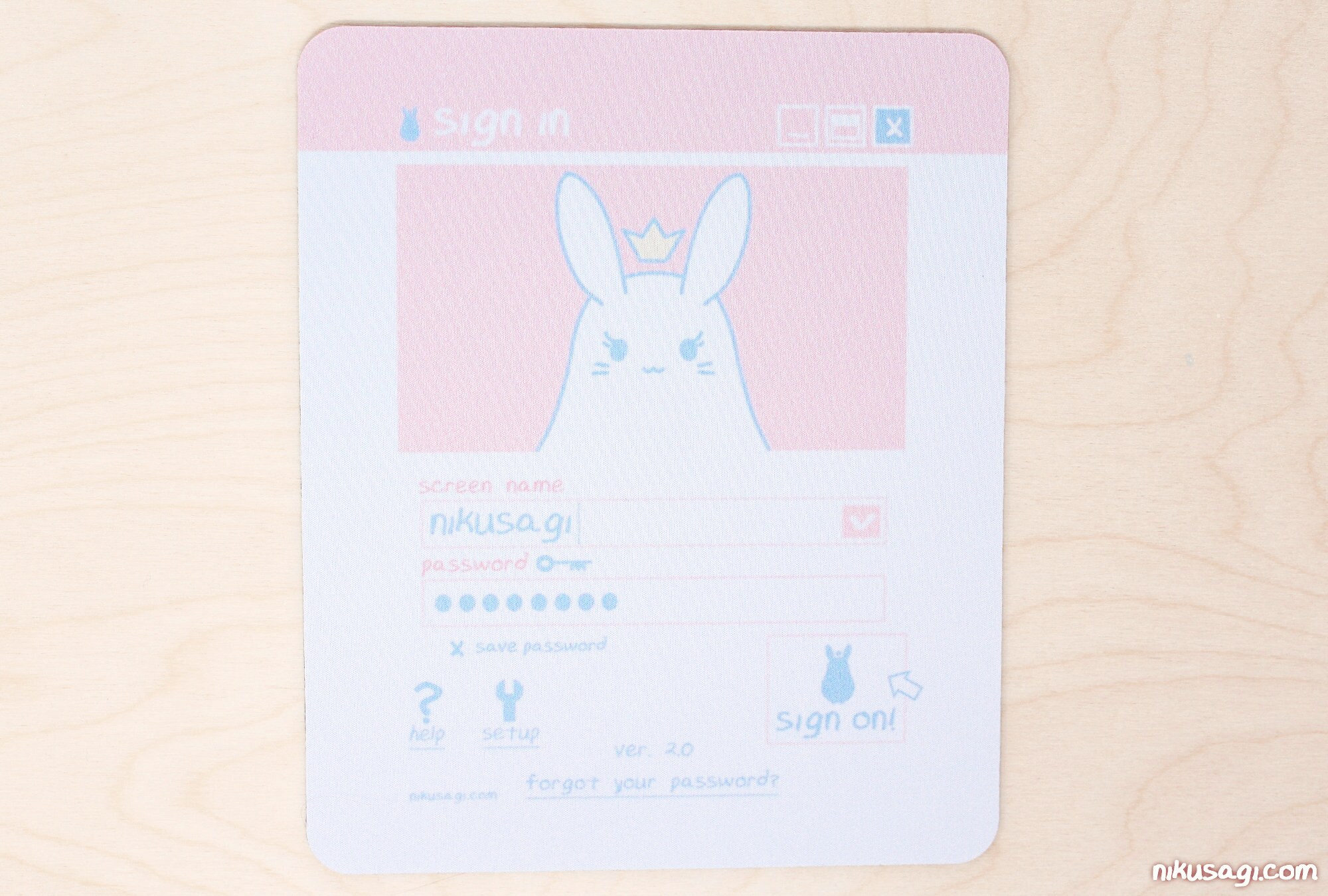 himesagi kawaii princess bunny mouse pad - measures 9.25” x 7.75” - c…