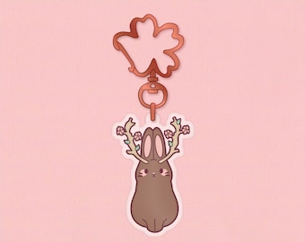Jackalope Rabbit Keychain | 1.5” | Kawaii animal charm, Mori kei accessory, Bunny ornament, Cottagecore jewelry, Zipper pull, Cryptids