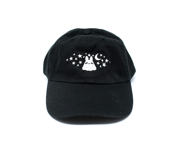 Embroided Ghost Rabbit Dad Cap | Yami kawaii clothing, Emo accessory, Spooky aesthetic, Paranormal embroidery, Celestial art, Outer space