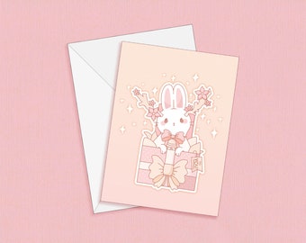 Jackalope Greeting Card & Envelope | A6 - 4.1” x 5.8” | Pastel aesthetic stationery, Galentines day gift, Cute valentine, Birthday present