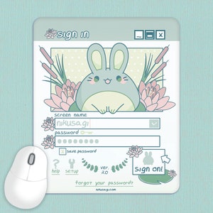 Frog Bunny Mouse Pad | Cute green desk pad, Kawaii desk accessory, Cottagecore office supplies, 90s nostalgia cubicle decor, Programmer gift