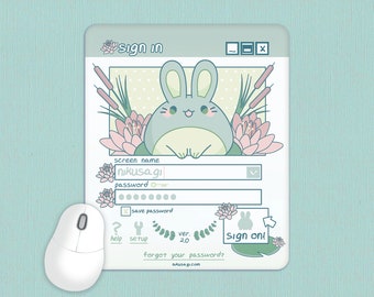 Frog Bunny Mouse Pad | 7.75” x 9.25" | Kawaii computer accessory, Cute gamer gift, Home office supplies, Cottagecore aesthetic mouse mat