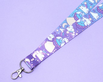 Outer Space Lanyard | 36” | Creepy cute key holder, Kawaii ID badge holder, Pastel goth accessories, Back to school supplies, Aliencore