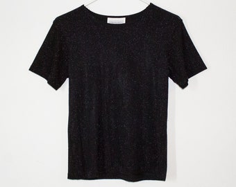 Black Glitter Ribbed Shirt