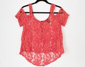 Orange Floral Lace Top