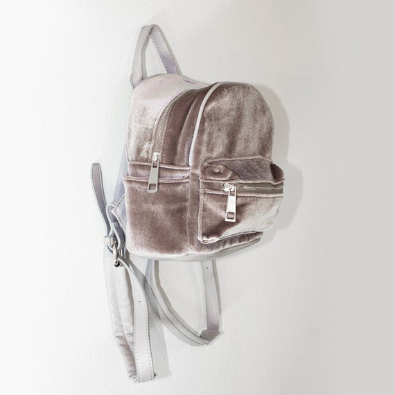 Silver Mini Velvet Backpack - image 2