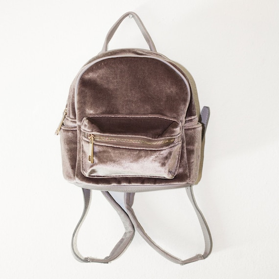 Silver Mini Velvet Backpack - image 1
