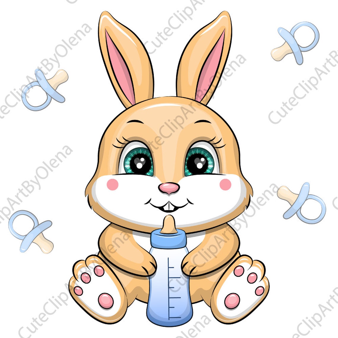 Cute Cartoon Bunny With a Milk Bottle. Rabbit Clipart. Hare PNG. - Etsy