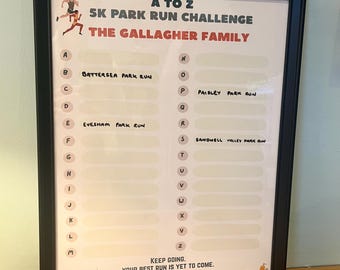 A to Z Park Run Alphabet Challenge frame - A3 reusable framed gift with marker