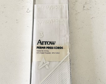 Vintage Arrow Perma Press White A Cords Pressed Crisp Handkerchiefs Box