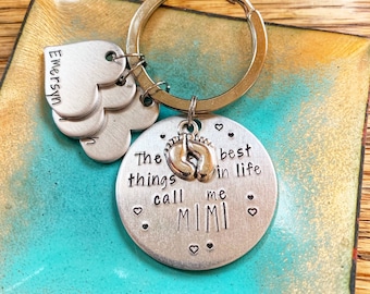Personalized Grandma Keychain Gift for Grandmother Nana from Kids Grandkids Copper and Silver